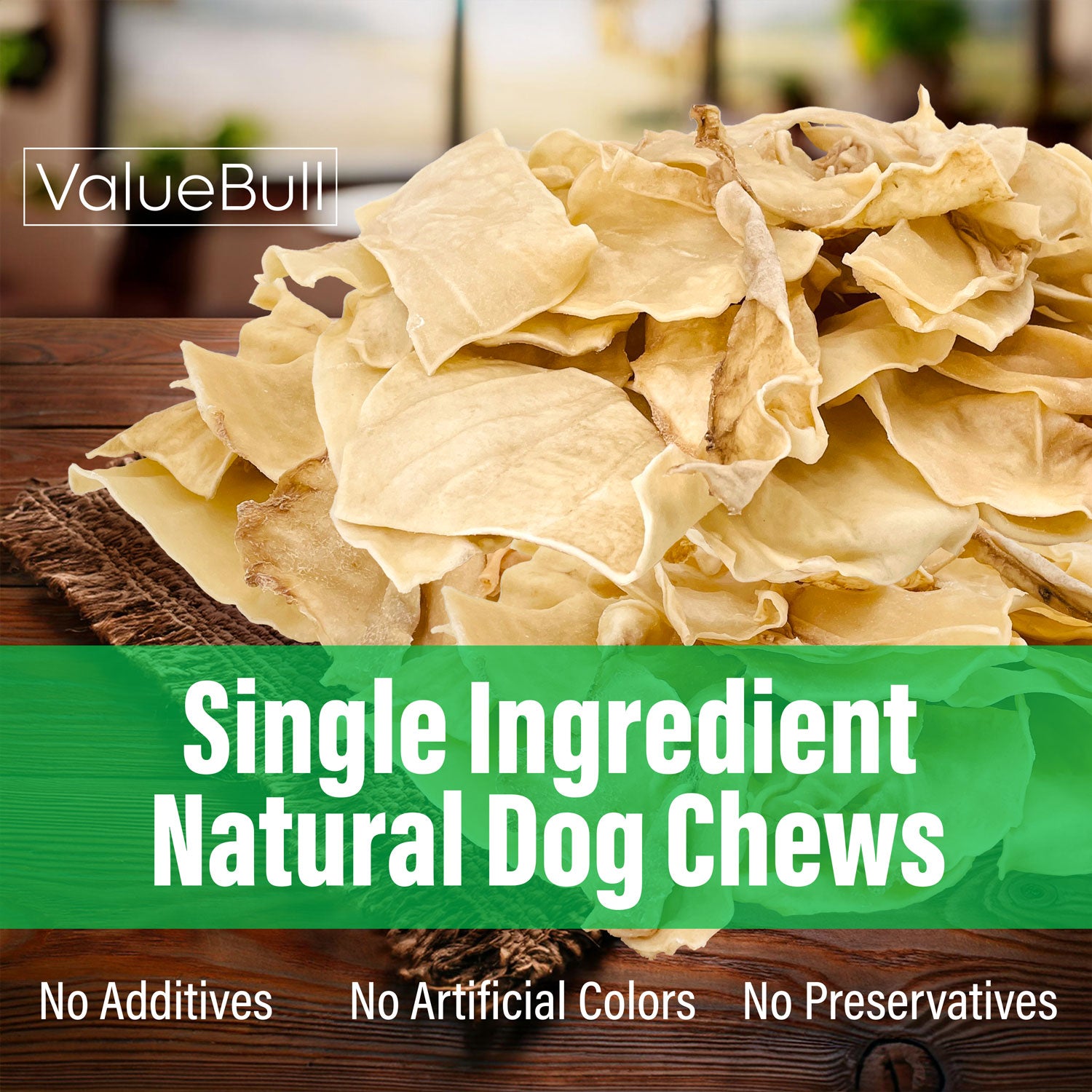 ValueBull USA Collagen Chips Dog Chews, Natural Long-Lasting Dog Treats, 200 Count Bulk Pack - Natural - 200 Chips