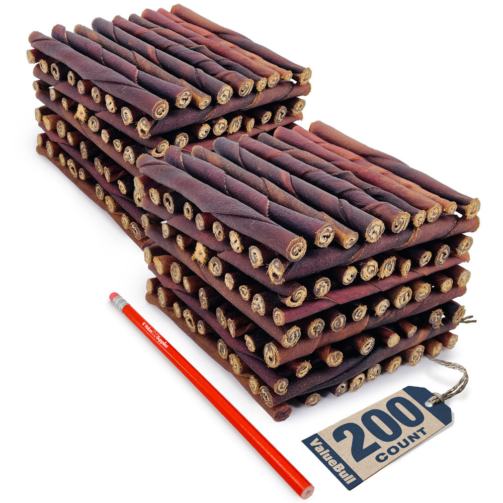 ValueBull USA Collagen Twists Dog Chews, 5 Inch, Natural Long-Lasting Dog Treats, 200 Count Bulk Pack - Twists - 200 Sticks