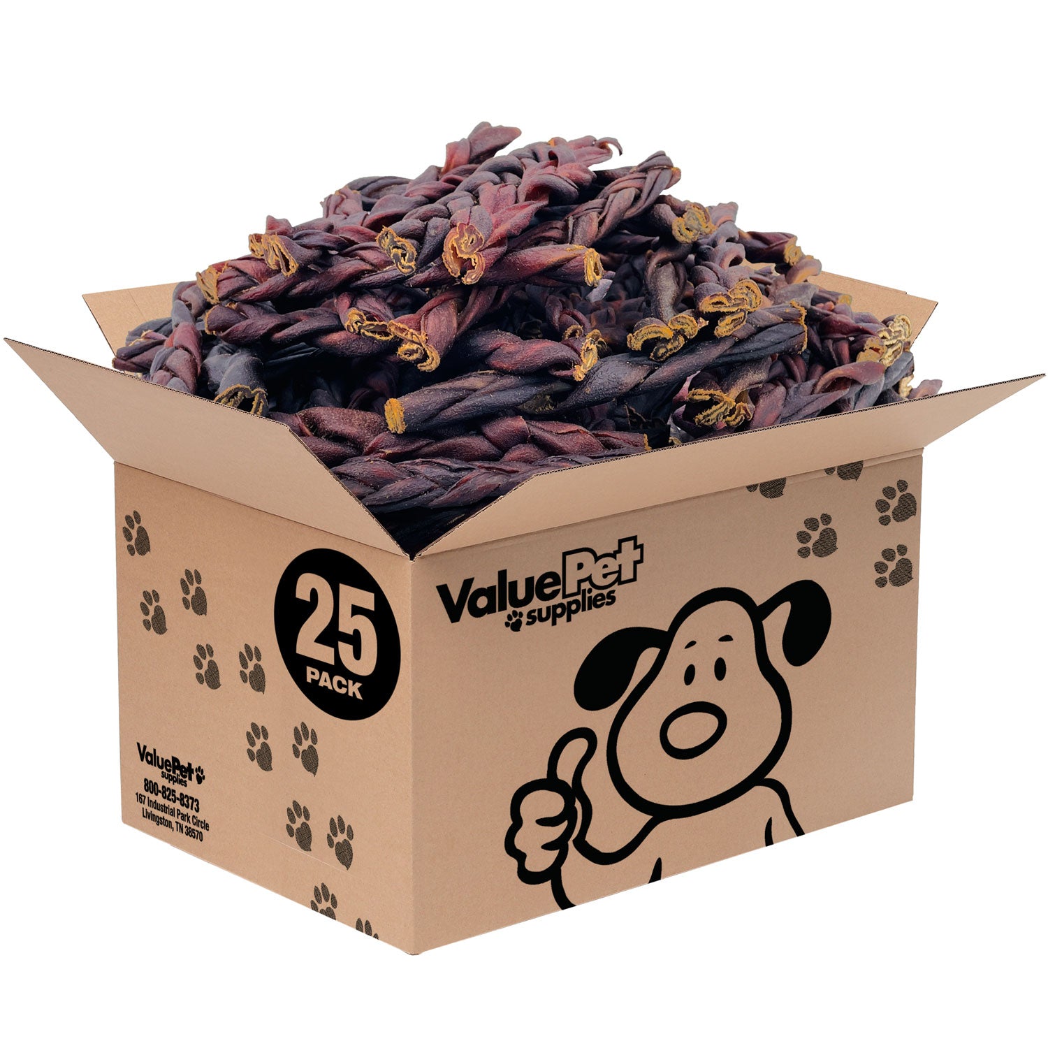 ValueBull USA Collagen Braid Beef Large Dog Chews, Medium 6 Inch 25 Count Bulk - Medium - 25 Braids