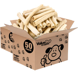 ValueBull USA Retriever Rolls, Premium Rawhide, Thick 10 Inch, 100 Count Bulk Pack - Natural - 100 Rolls