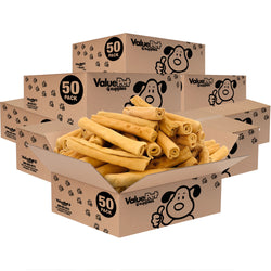 ValueBull USA Retriever Rolls, Premium Thick Cut Rawhide, Medium 5-6 Inch, Smoked, 400 Count Wholesale Pack