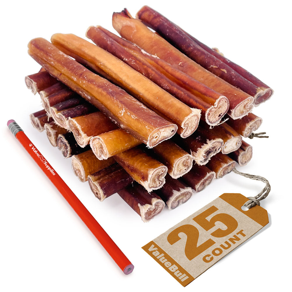 ValueBull USA Bully Sticks for Large Dogs, Jumbo 6 Inch, 25 Count - Jumbo - 25 Sticks