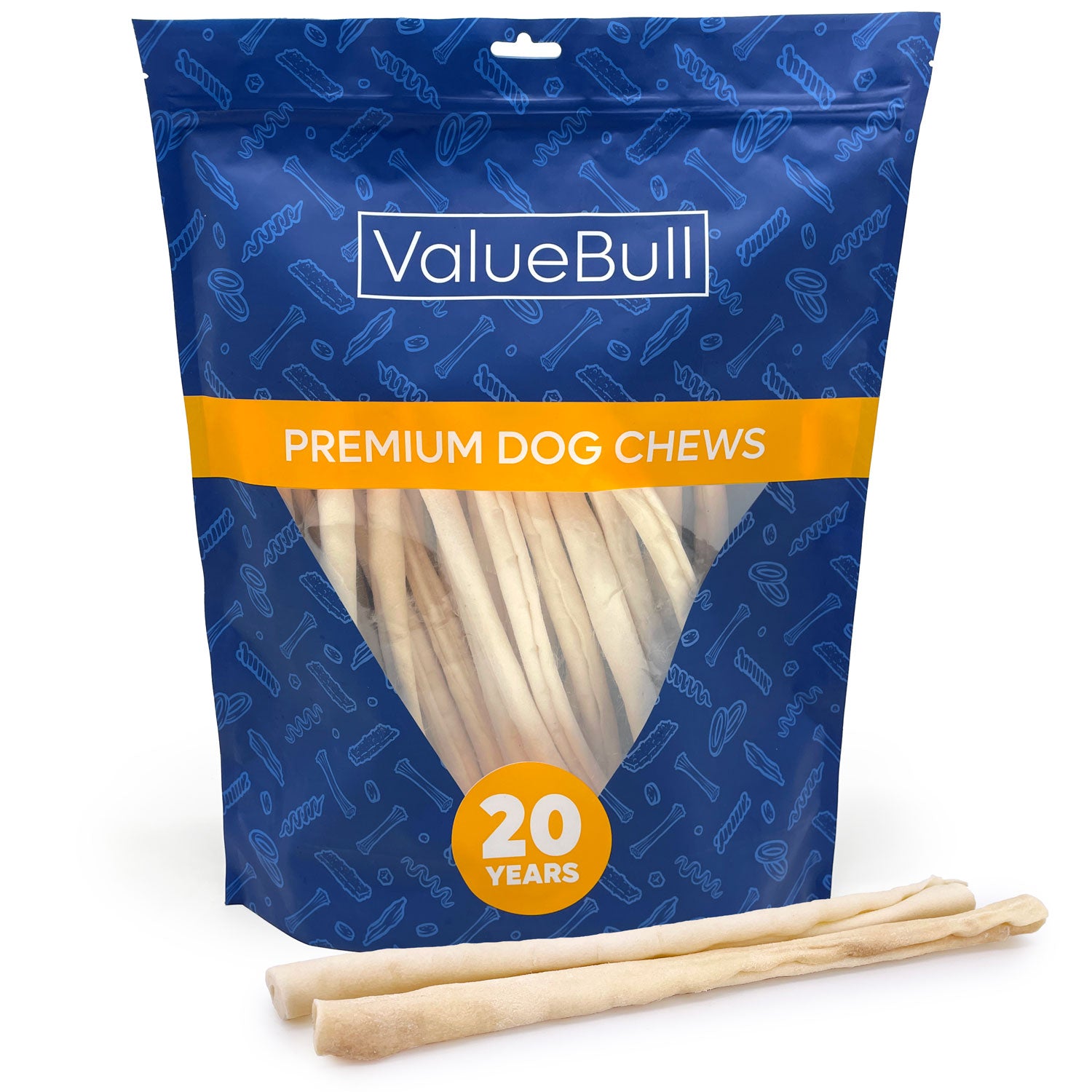 ValueBull USA Beef Rawhide Retriever Rolls for Dogs, Thin 10 Inch, 25 ct - Natural- 25 Rolls