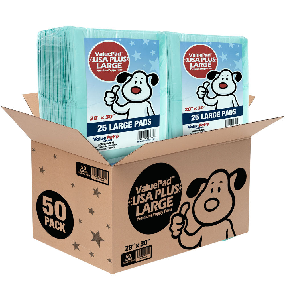 ValuePad USA Plus Puppy Pads, Large 28x30 Inch, 50 Count - 50 Count,Large