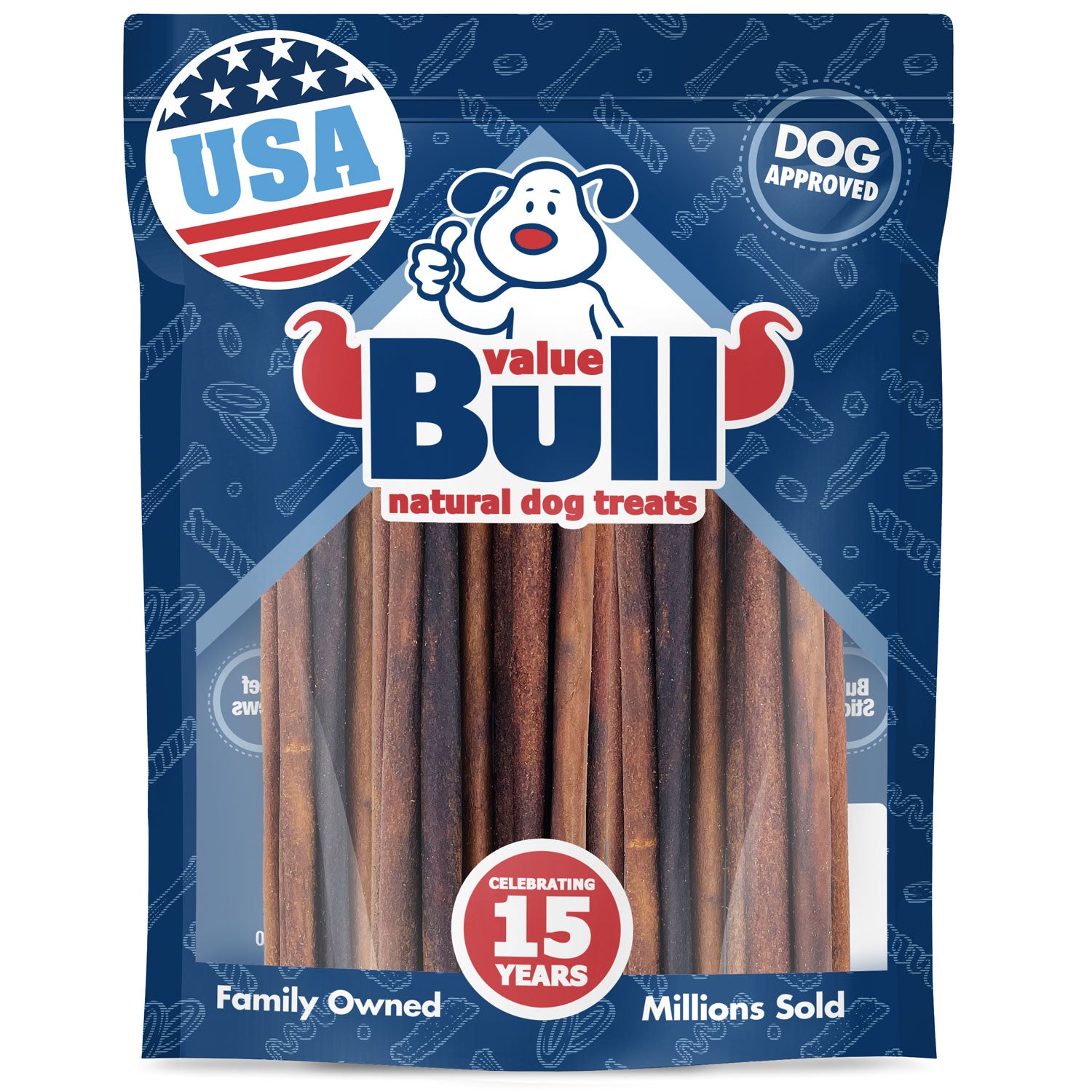 ValueBull USA Collagen Sticks for Small Dogs, 12 Inch Thin Chews, Natural Dog Treats, 25 Count - Thin - 25 Count