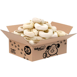 ValueBull USA Beef Rawhide Donut Rings, Premium Thick Cut, 25 Count Bulk Pack - Donut - 25 Rings