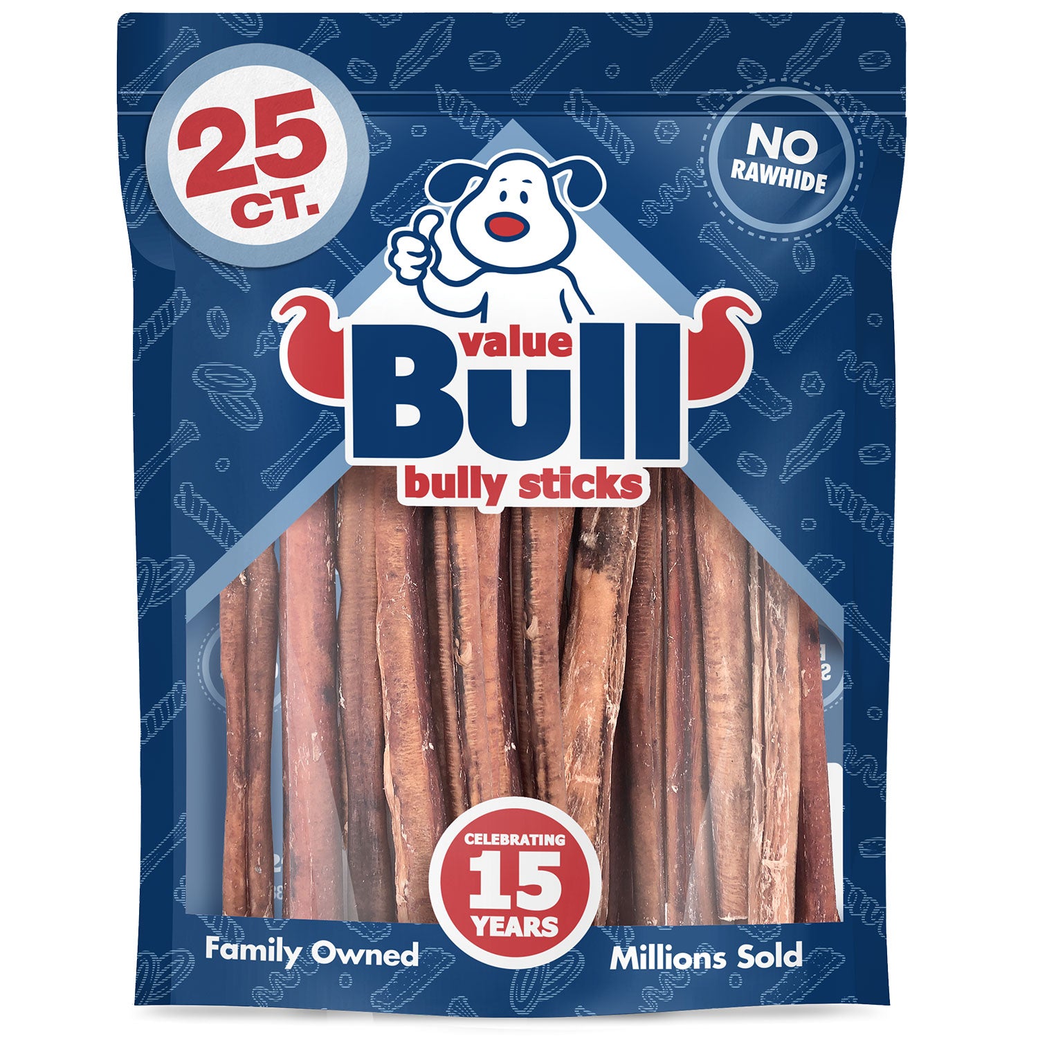 ValueBull Bully Sticks for Dogs, Jumbo 12 Inch, 25 Count