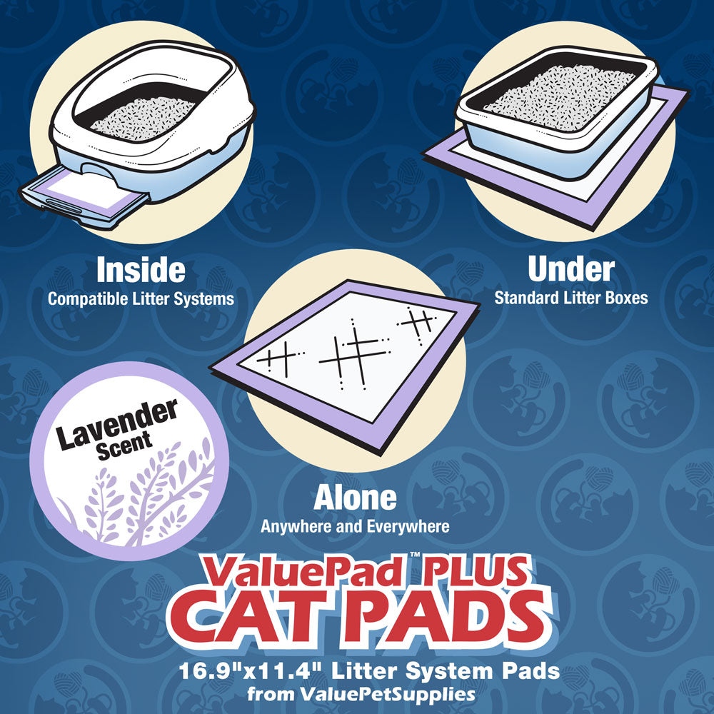 ValuePad Plus Cat Litter Pads, 16.9x11.4 Inch, Lavender Scent, 50 Count - Breeze Compatible Refills - 50 Count,Lavender