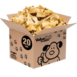 ValueBull Beef Cheek Slices, Long Lasting Dog Chews, Varied Sizes, Shapes, & Colors, 20 Pound Bulk Pack - Slices - 20 Pound