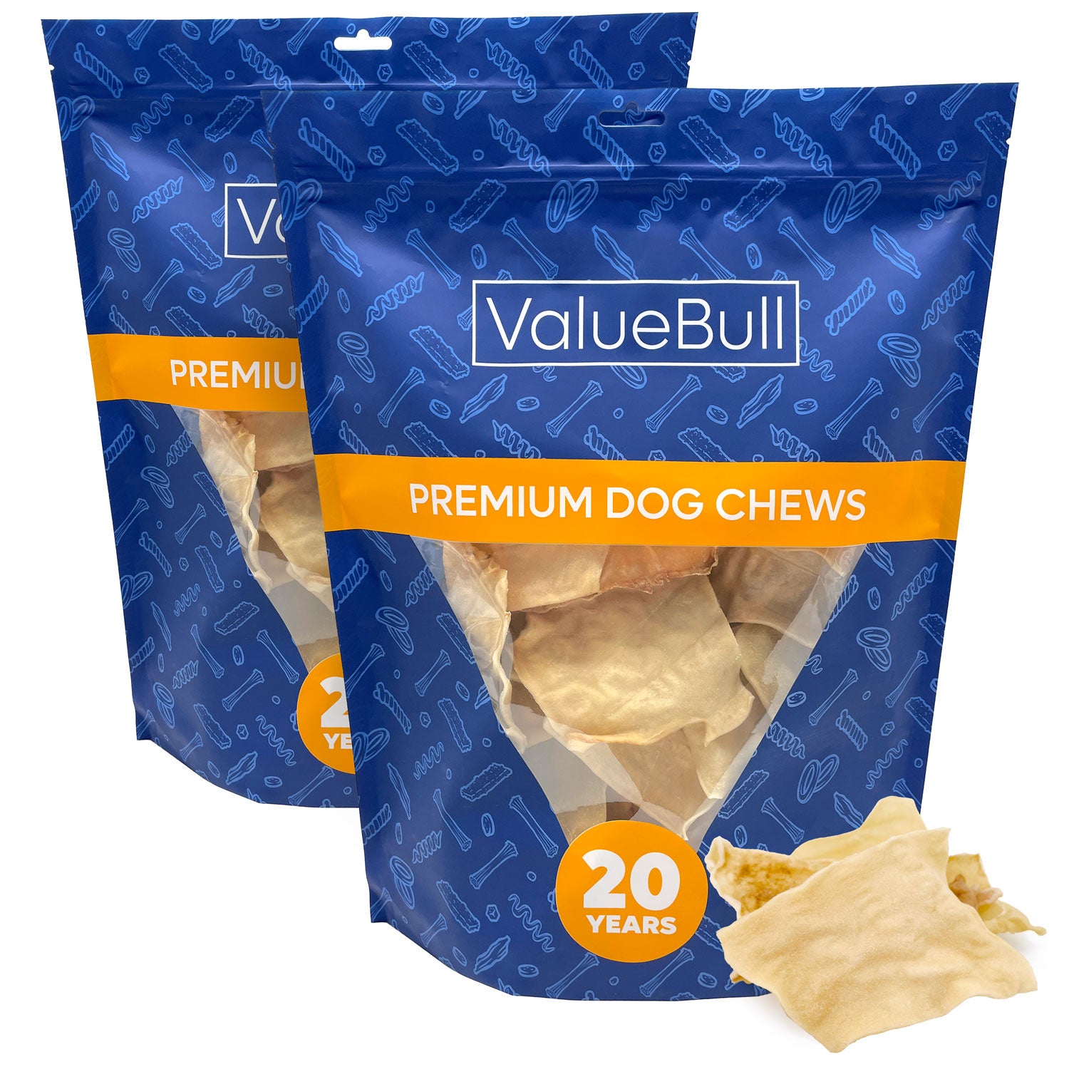 ValueBull USA Collagen Chips Dog Chews, Natural Long-Lasting Dog Treats, 100 Count - Natural - 100 Chips