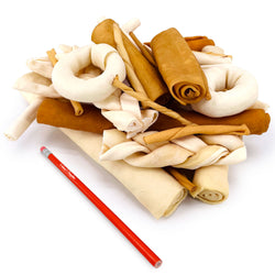 ValueBull USA Rawhide, Varied Mix of Fun Shapes for Dogs, 10 Pound Bulk Pack - Varied - 10 Pound