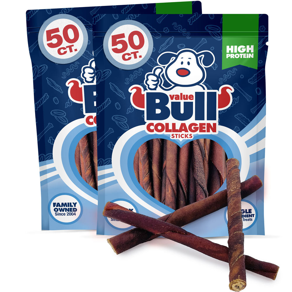 ValueBull USA Collagen Twists Dog Chews, 5 Inch, Natural Long-Lasting Dog Treats, 100 ct Bulk Pack - Twists - 100 Sticks