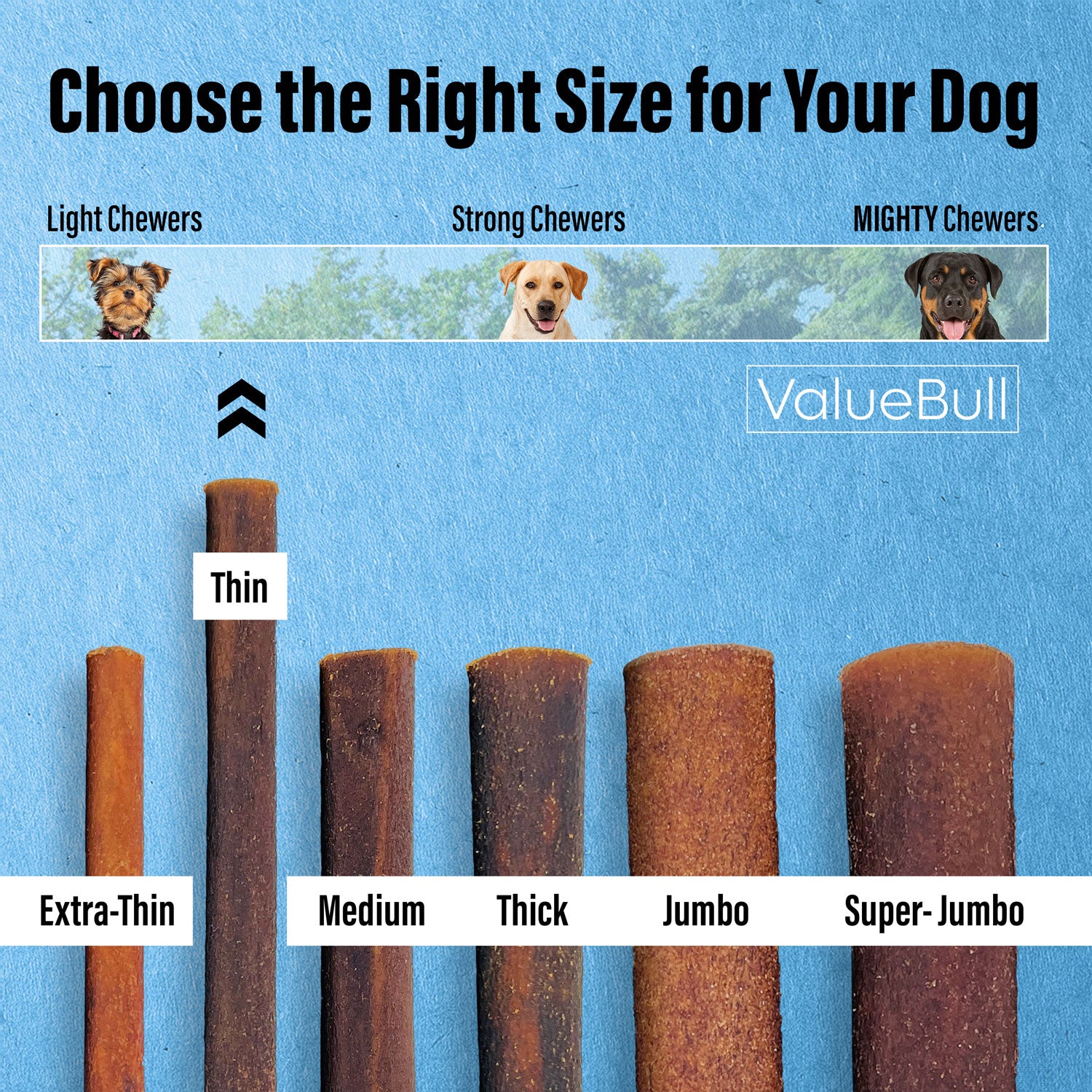 ValueBull Beef Collagen Sticks for Small Dogs, 12 Inch Thin Chew, 10 Count