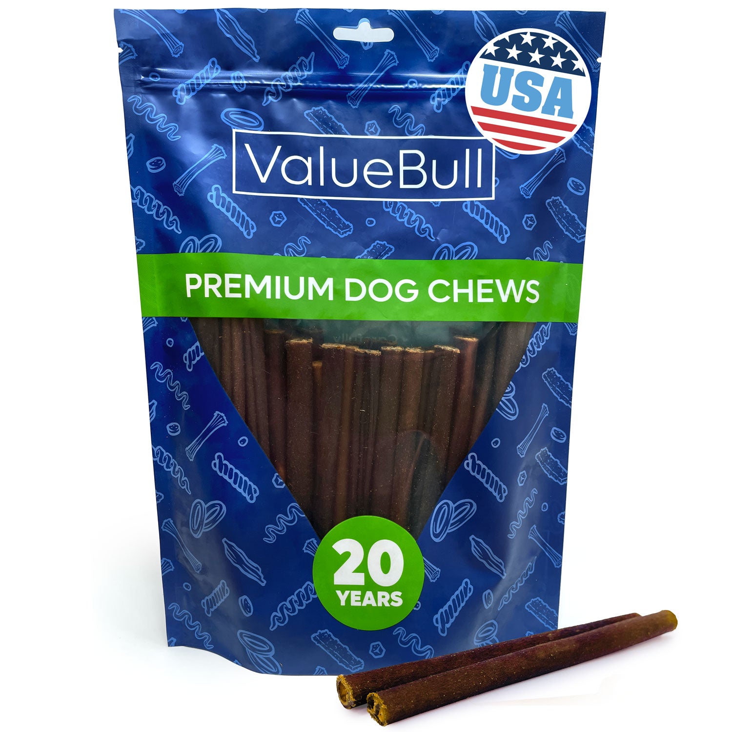 ValueBull USA Collagen Sticks for Small Dogs, 6 Inch Thin Chews, Natural Dog Treats, 50 Count - Thin - 50 Sticks