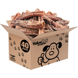 ValueBull Beef Trachea Dog Treats 10-12 Inch, 40 Count Bulk Pack - Beef - 40 Tubes