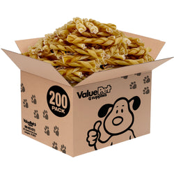 ValueBull Buffalo Collagen Braided Sticks for Small Dogs, 6 Inch Thin Chews, Natural Dog Treats, 200 Count Wholesale Pack - Thin - 200 Braids