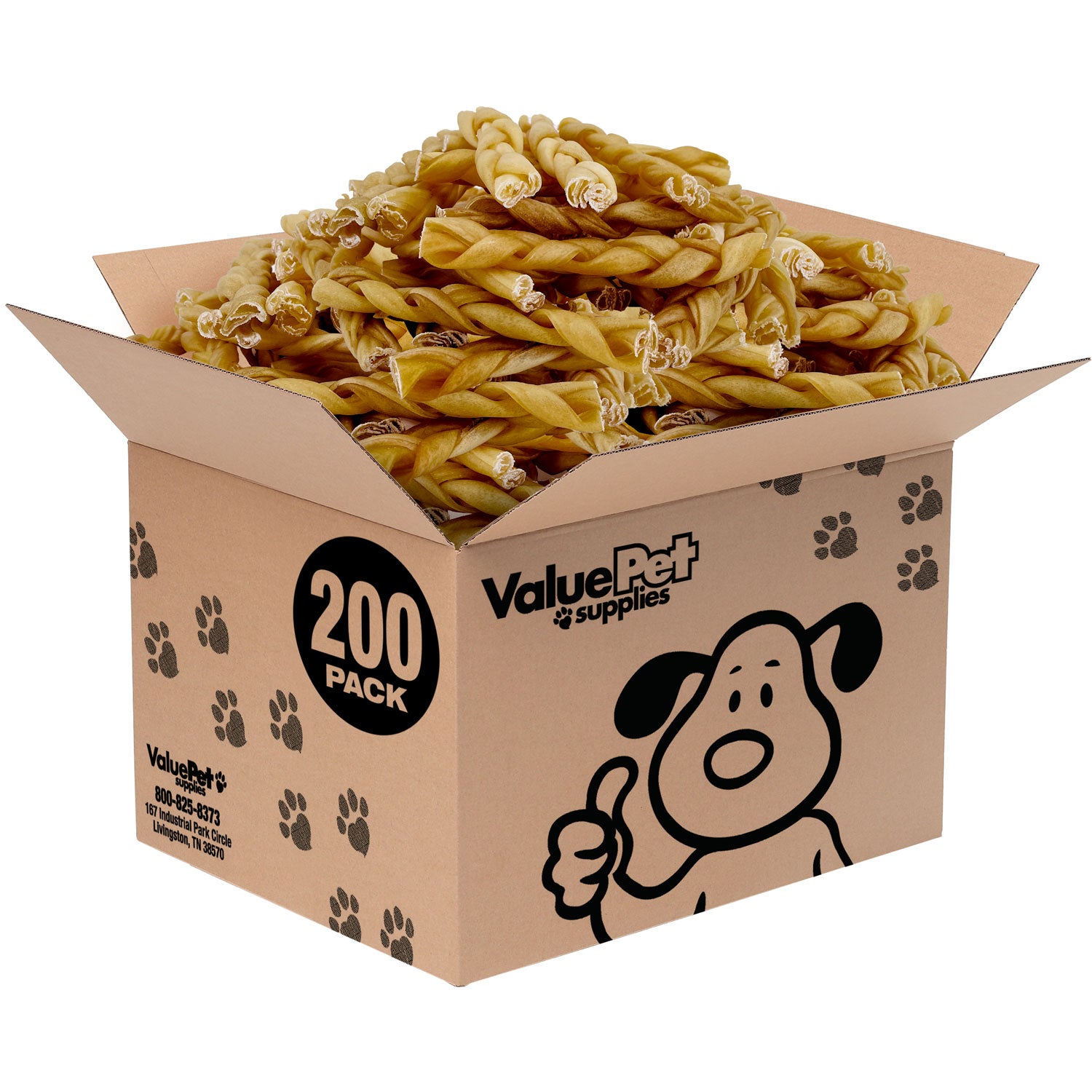 ValueBull Buffalo Collagen Braided Sticks for Small Dogs, 6 Inch Thin Chews, Natural Dog Treats, 200 Count Wholesale Pack - Thin - 200 Braids