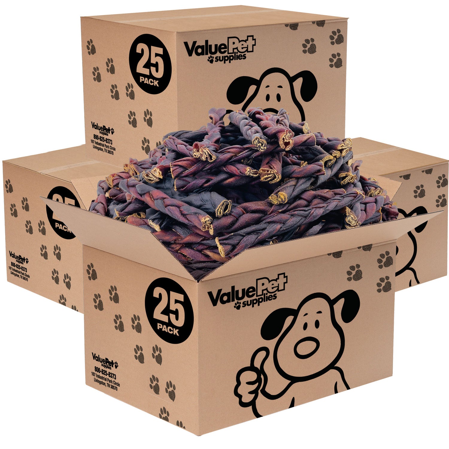 ValueBull Collagen Braided Sticks for Dogs, 6 Inch Medium Chews, Natural Long-Lasting Dog Treats, 100 Count Bulk Pack - Medium - 100 Braids