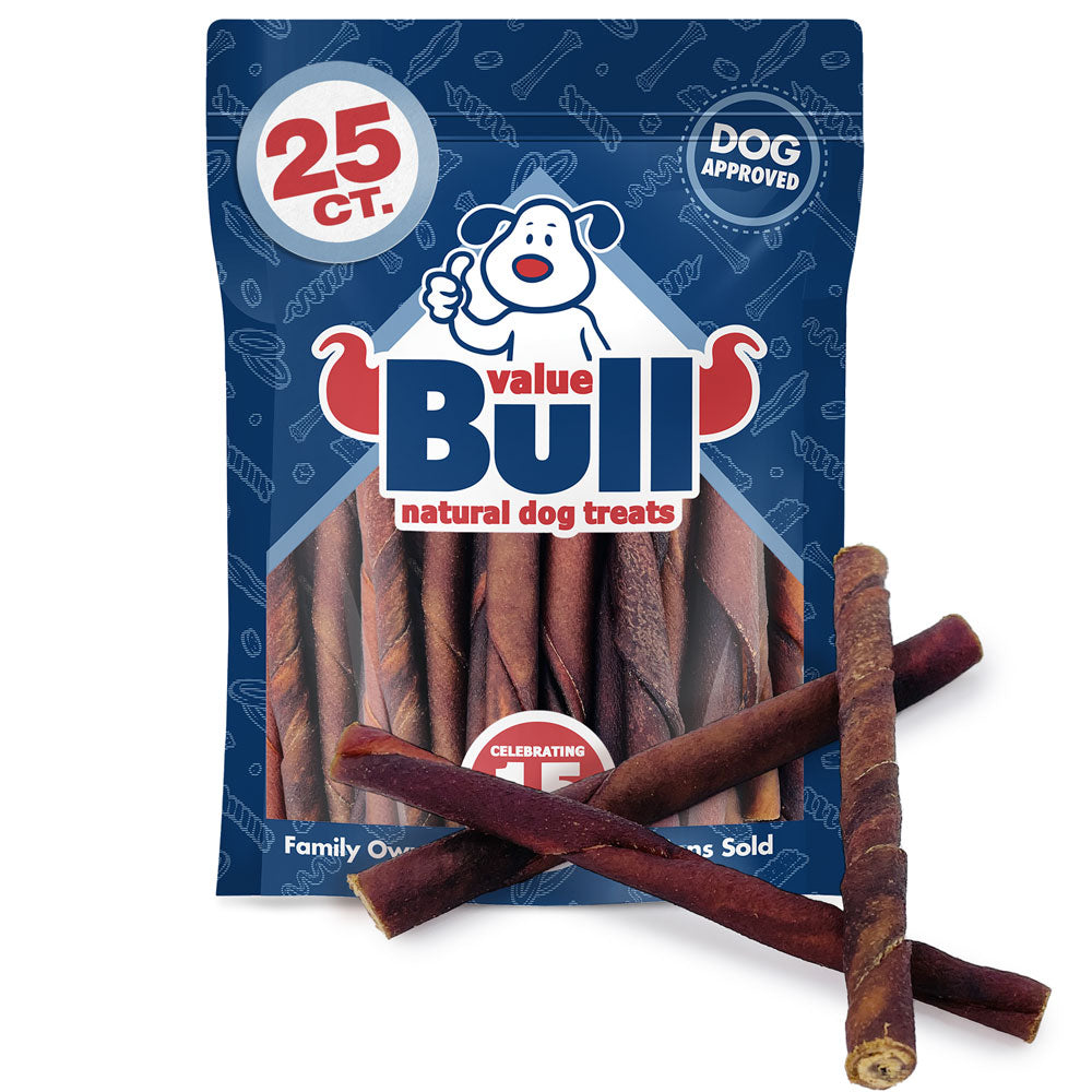 ValueBull USA Collagen Twists Dog Chews, 5 Inch, Natural Long-Lasting Dog Treats, 25 Count - Twists - 25 Sticks