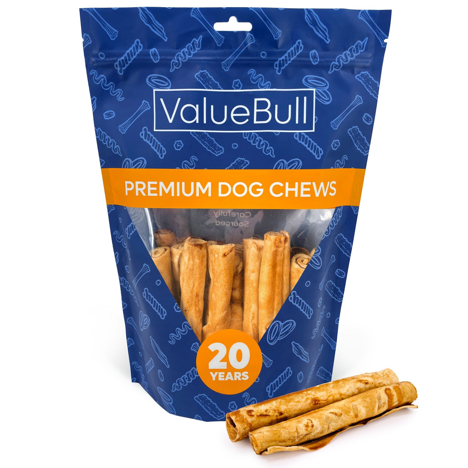 ValueBull USA Beef Rawhide Retriever Rolls, Thin 5-6 Inch, Chicken, 10 ct