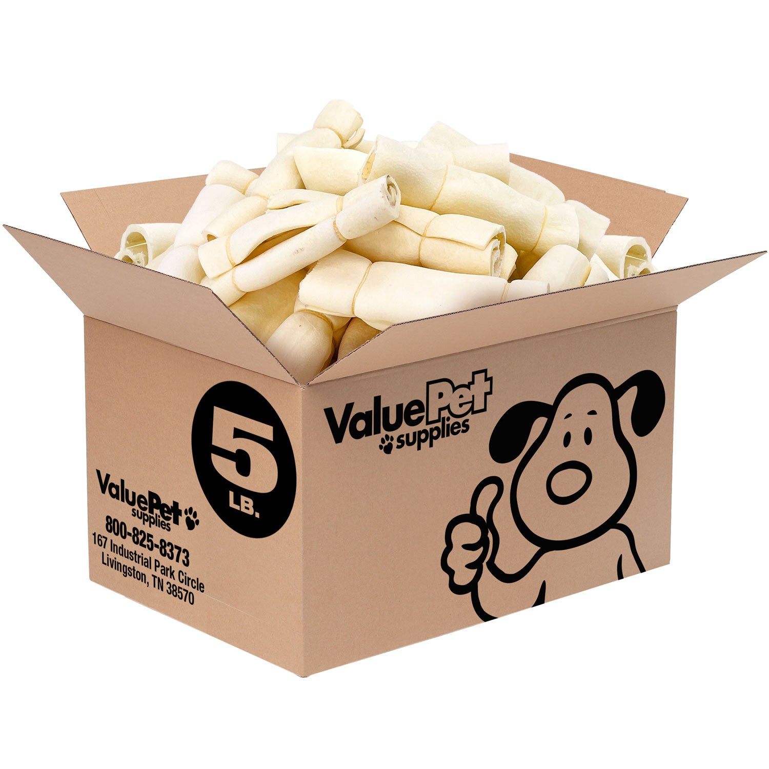 ValueBull Beef Cheek Rolls, Dog Chews, Varied Shapes, 6 Inch, 5 Pounds Bulk Pack - Cheek Roll - 5 Pound