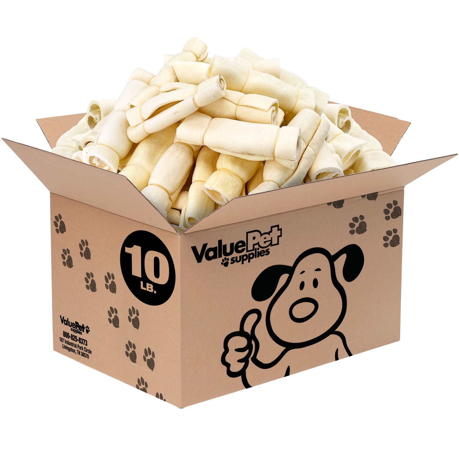 ValueBull Beef Cheek Rolls, Varied Shape Dog Chews, 6 Inch, 10 Pounds Bulk Pack