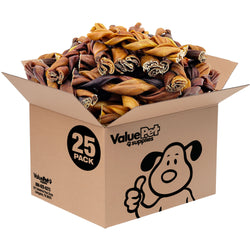 ValueBull Collagen Braided Sticks for Dogs, 6 Inch Thick Chews, Natural Long-Lasting Dog Treats, 25 Count Bulk Pack