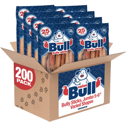 ValueBull Bully Sticks for Dogs, Jumbo 4-6", Varied Shapes, 200 ct