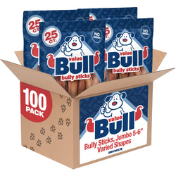 ValueBull Bully Sticks for Dogs, Jumbo 4-6", Varied Shapes, 100 ct
