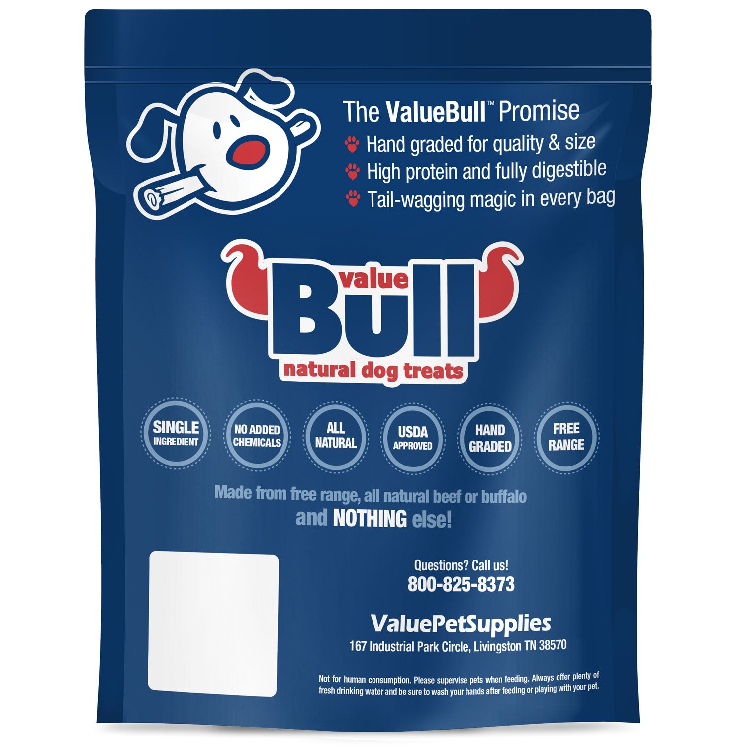 ValueBull Bully Sticks, Low Odor Premium Dog Chews, Thin 12", 100 ct