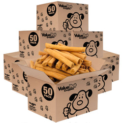 ValueBull USA Retriever Rolls, Premium Thick Cut Rawhide, Thick 9-10 Inch, Smoked, 400 Count Wholesale Pack