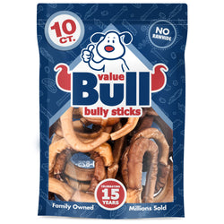 ValueBull USA Bully Stick Rings for Dogs, 3-4 Inch, Odor Free, 10 Count