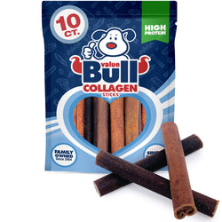 ValueBull USA Collagen Sticks, Premium Beef Dog Chews, 6" Jumbo, 10 Count