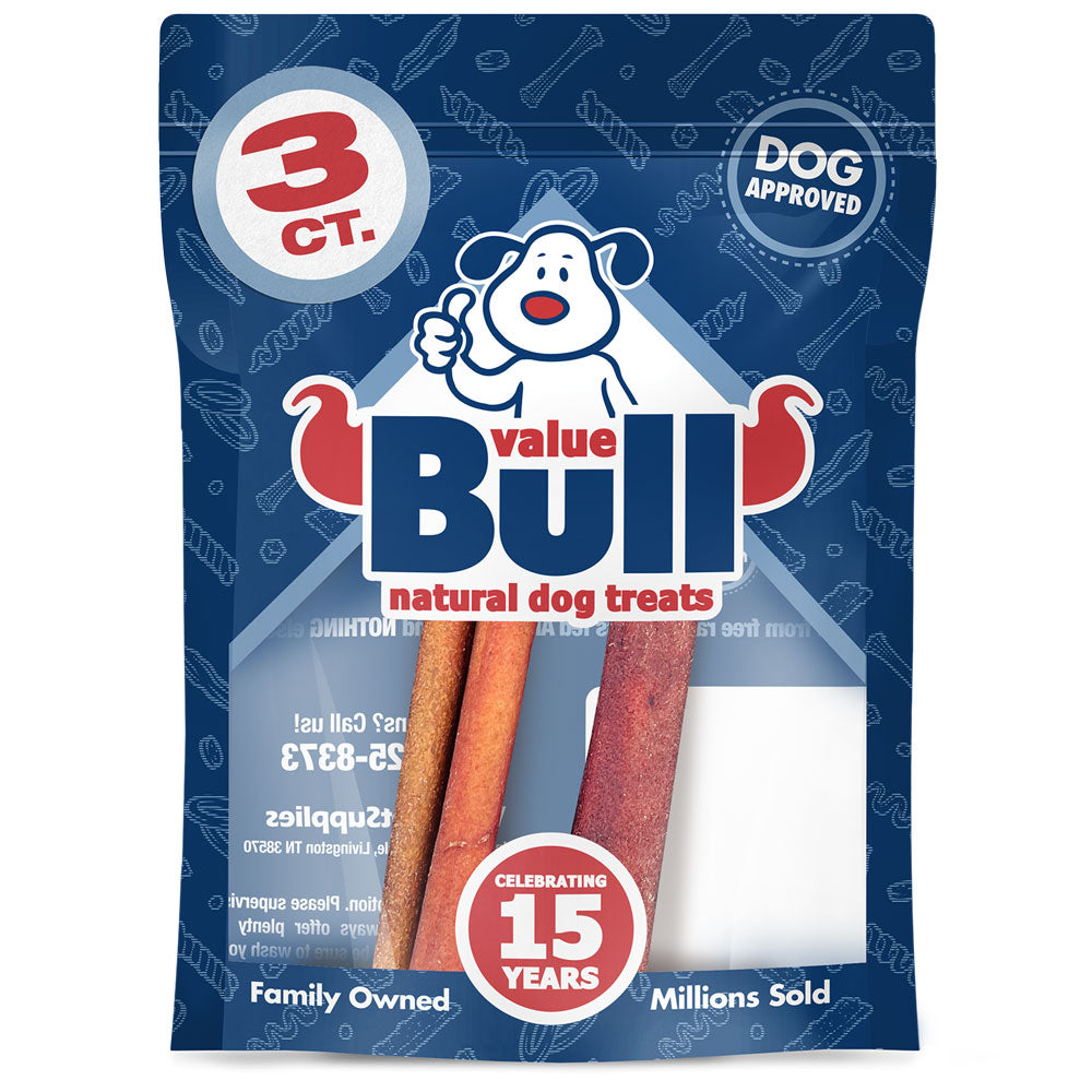 ValueBull USA Collagen Sticks, Premium Beef Dog Chews, 6" Medium, 3 Count (SAMPLE PACK)