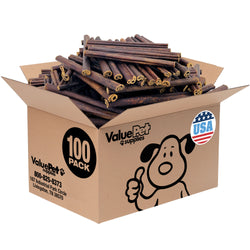 ValueBull USA Collagen Sticks for Small Dogs, 6 Inch Thin Chews, Natural Dog Treats, 100 Count Bulk Pack