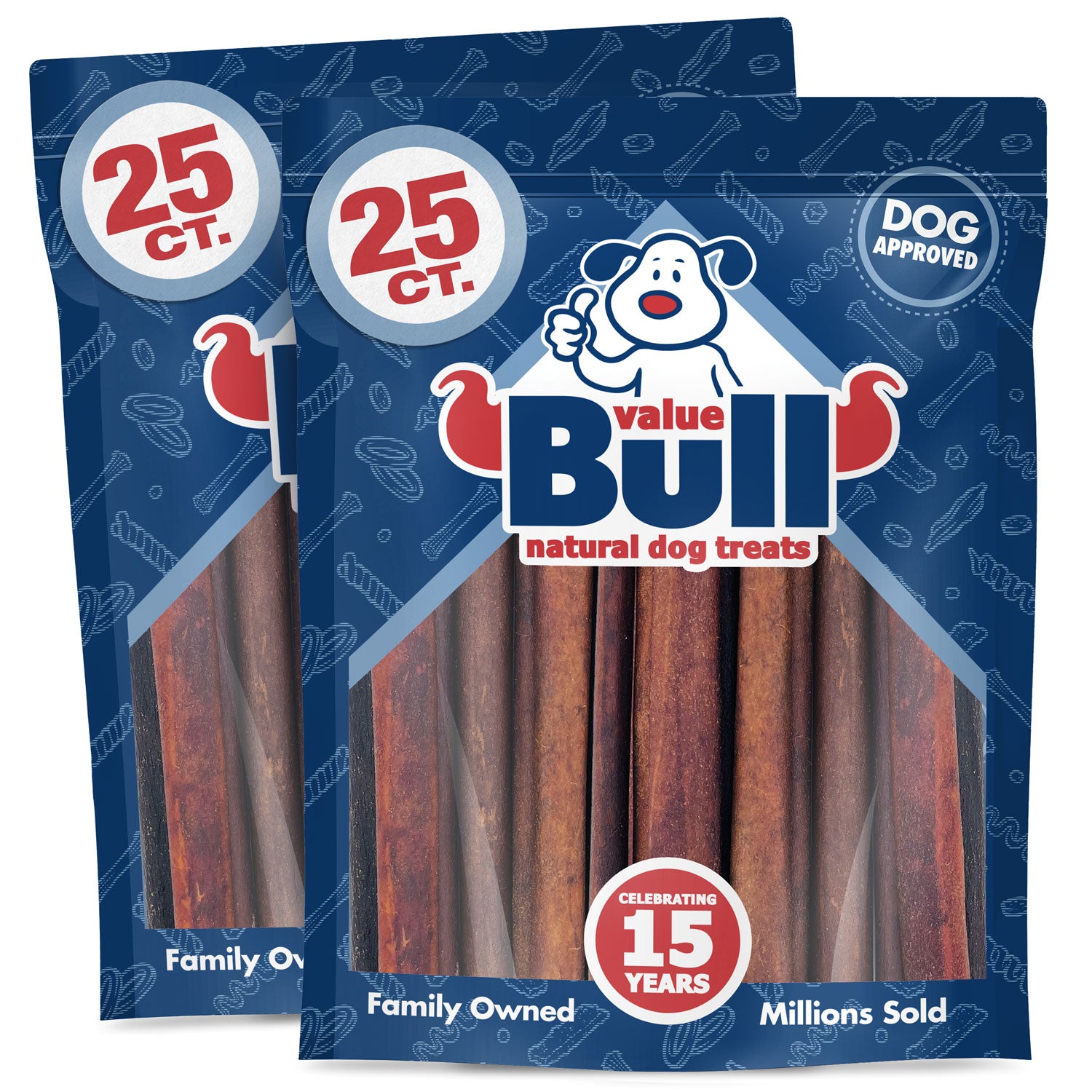 ValueBull USA Collagen Sticks, Premium Beef Dog Chews, 12" Jumbo, 50 Count