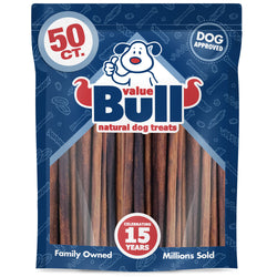 ValueBull USA Collagen Sticks, Premium Beef Small Dog Chews, 12" Thin, 50 Count