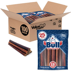 ValueBull USA Collagen Sticks, Premium Beef Dog Chews, 12" Jumbo, 100 Count
