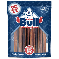 ValueBull USA Collagen Sticks, Premium Beef Small Dog Chews, 12" Thin, 25 Count