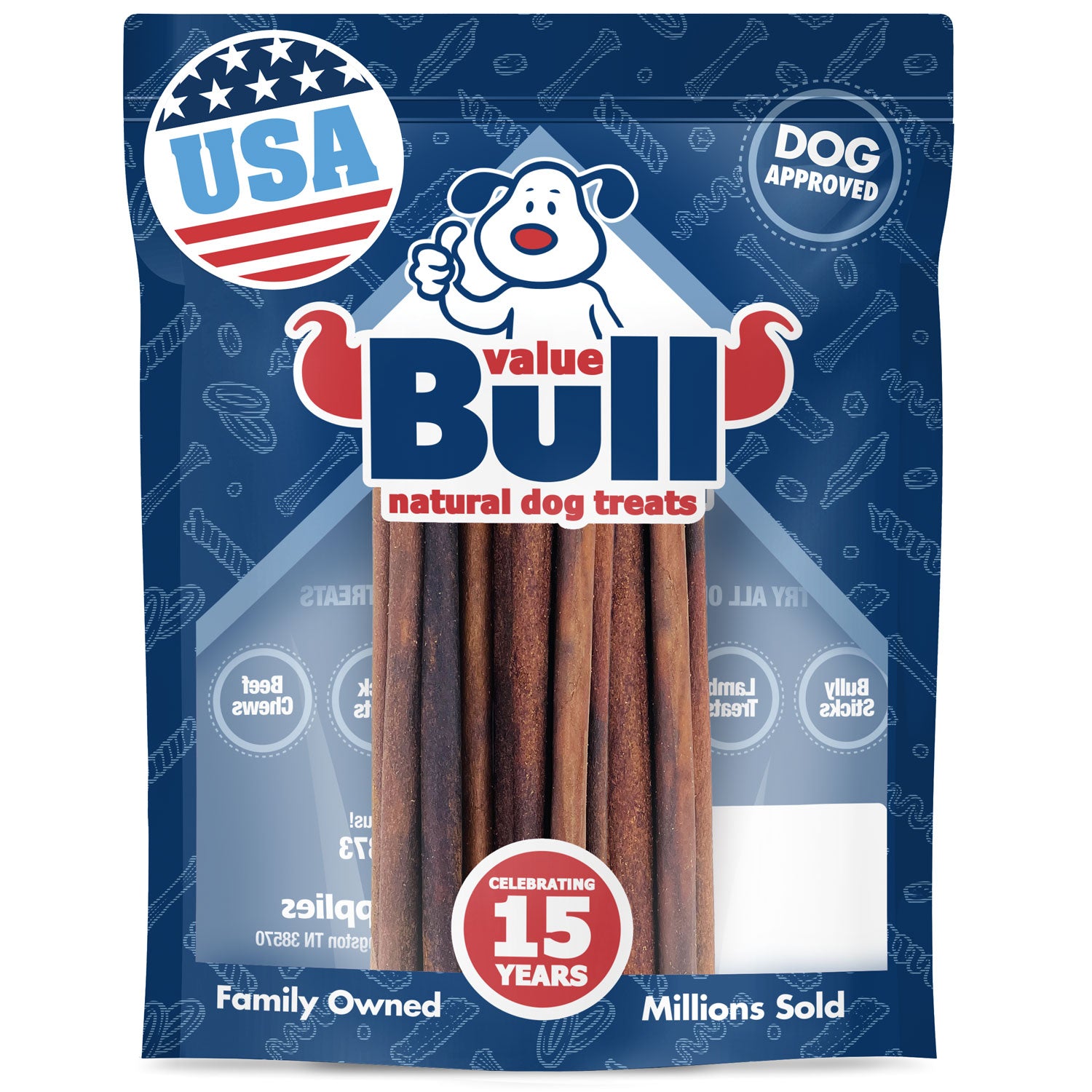 ValueBull USA Collagen Sticks for Small Dogs, 12 Inch Thin Chews, Natural Dog Treats, 10 Count