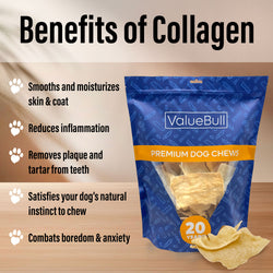 ValueBull USA Collagen Chips Dog Chews, Natural Long-Lasting Dog Treats, 20 Pound Bulk Pack - Natural - 20 Pound