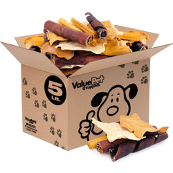 ValueBull USA Collagen Dog Chews, Fun Shapes Variety Mix, Natural Long-Lasting Dog Treats, 5 Pound Bulk Pack