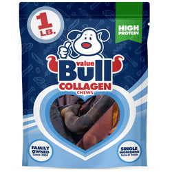 NEW- ValueBull USA Collagen Variety Mix, Beef Chews for Dogs, Smoked, Fun Shapes, 1 Pound