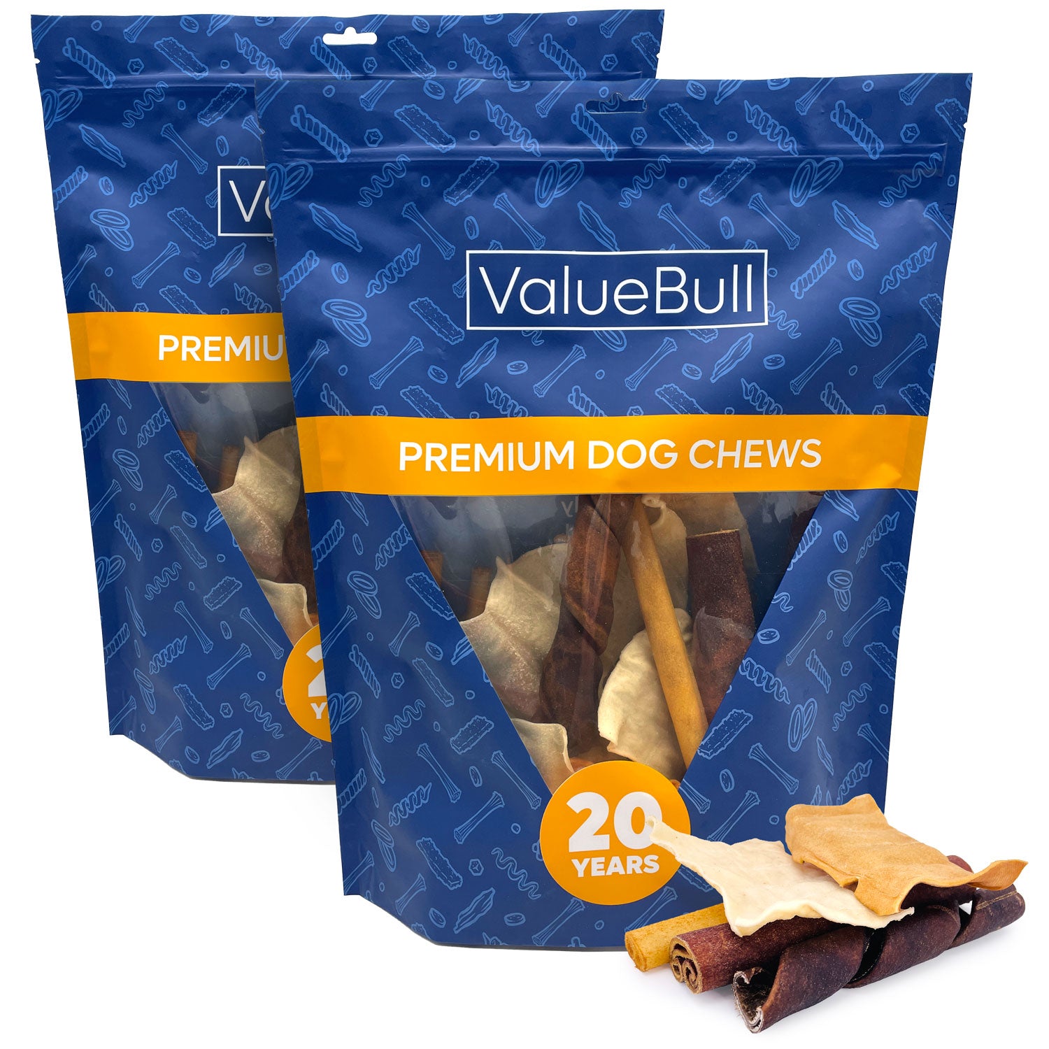 ValueBull USA Collagen Dog Chews, Fun Shapes Variety Mix, Natural Long-Lasting Dog Treats, 2 Pound