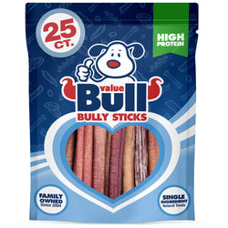 ValueBull Bully Sticks, Low Odor Premium Dog Chews, Thick 6", 25 ct