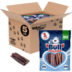 ValueBull Collagen Sticks Long Lasting Beef Dog Chews, Varied Shapes & Sizes, 5 lb.