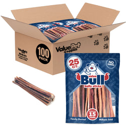 ValueBull Bully Sticks, Low Odor Premium Dog Chews, Medium 12", 100 ct