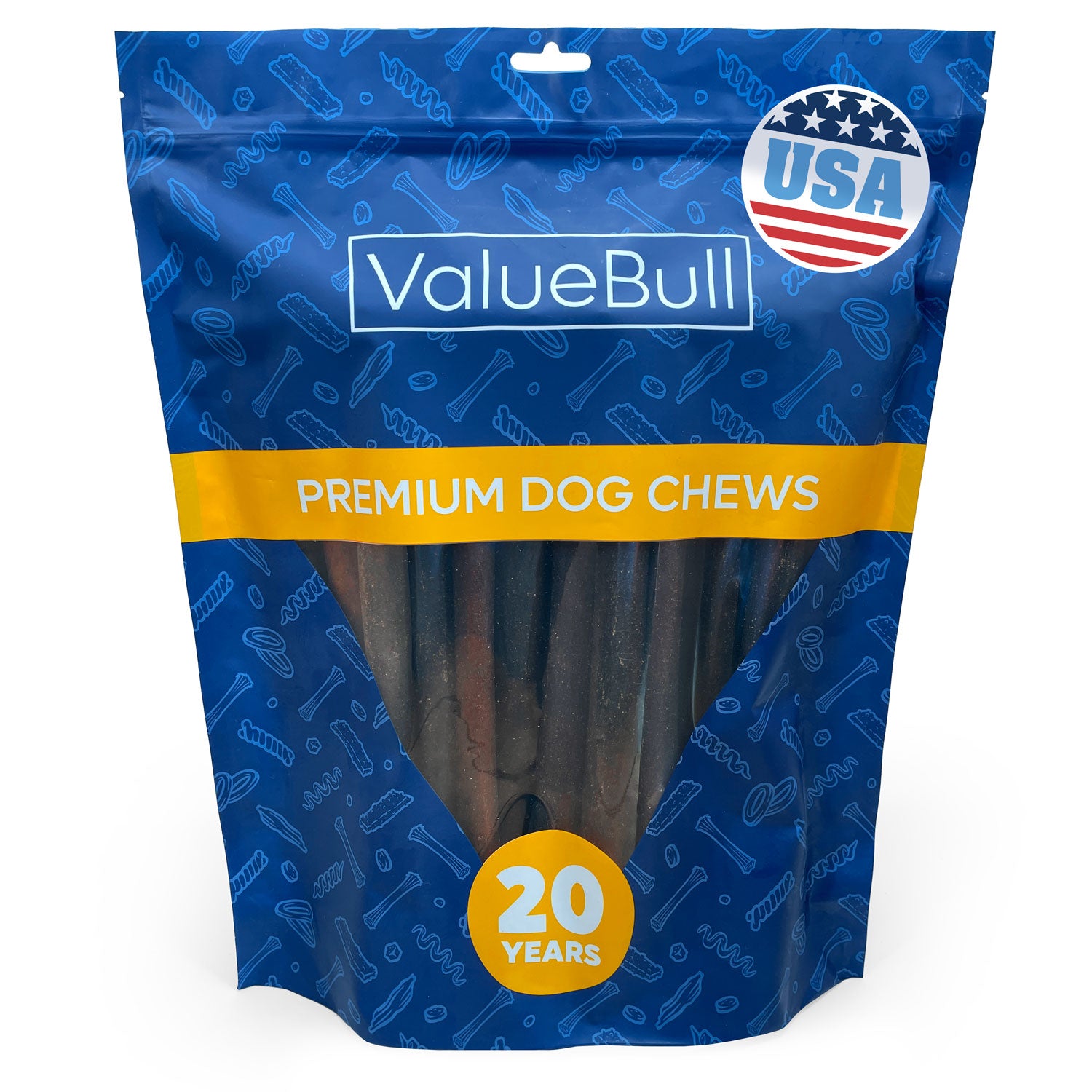 ValueBull USA Collagen Sticks for Dogs, 12 Inch Jumbo Chews, Natural Long-Lasting Dog Treats, 25 Count
