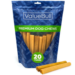 ValueBull USA Collagen Sticks for Dogs, Lightly Smoked, 6 Inch Thick Chews, 25 Count