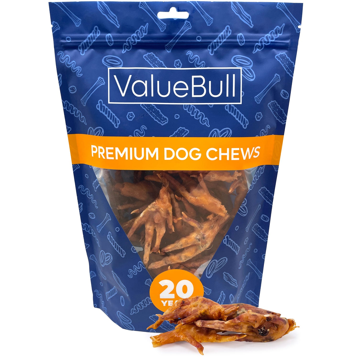 ValueBull Chicken Feet for Dogs, 25 Count